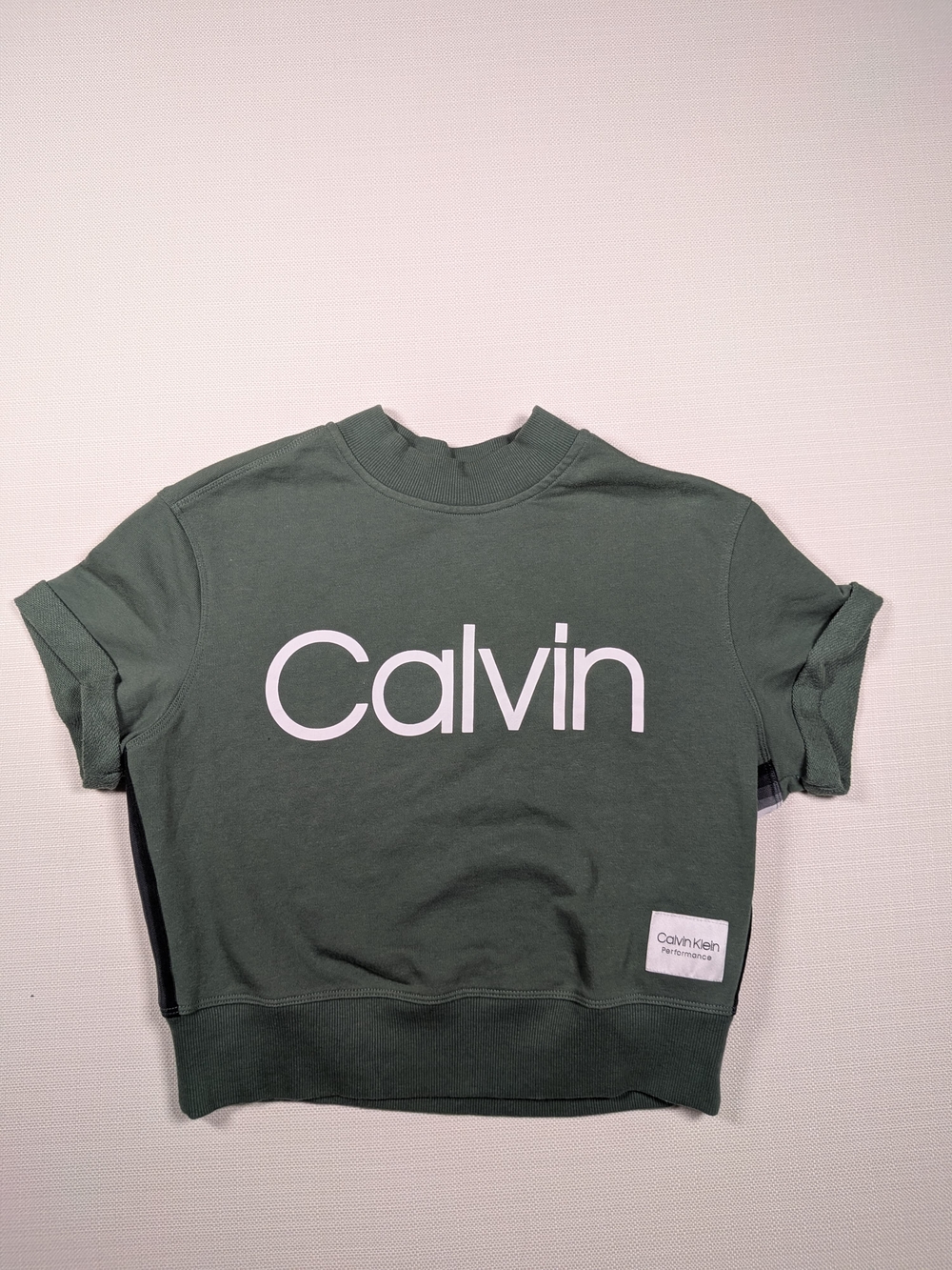 Calvin Klein Olive Green Short Sleeve 'Calvin' Logo Sweatshirt